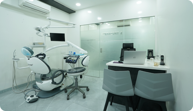 Modern dental chair in a clean and bright dental clinic at The Smile Spa Dental Mumbai